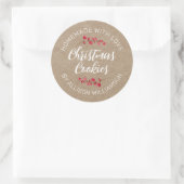 Rustieke Kraft Thuisgemaakte Kerstkoek Ronde Sticker (Tas)