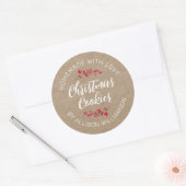 Rustieke Kraft Thuisgemaakte Kerstkoek Ronde Sticker (Envelop)