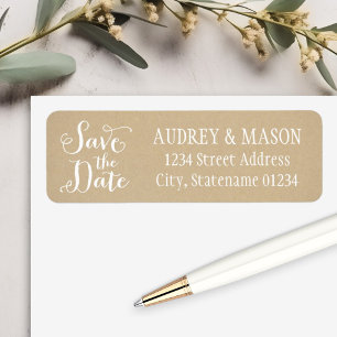 Rustieke Kraft Trouw Save the Date Retouradres Etiket