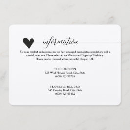 Rustieke Kraft Trouwbehuizing, hart kalligrafie Informatiekaartje