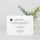 Rustieke Kraft Trouwbehuizing, hart kalligrafie Informatiekaartje (Staand voorkant)