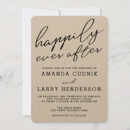 Rustieke Kraft Trouwkaart met Happily Ever After Kaart
