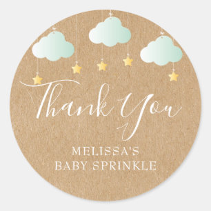 Rustieke kraft twinkel spetter baby shower ronde sticker