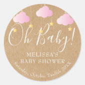 Rustieke Kraft Twinkel Twinkel Oh Baby Baby Shower Ronde Sticker (Voorkant)