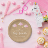 Rustieke kraft twinkle sprinkle baby shower roze papieren bordje (Feest)