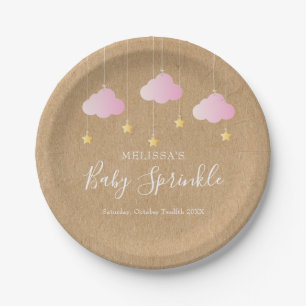 Rustieke kraft twinkle sprinkle baby shower roze papieren bordje