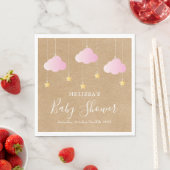 Rustieke kraft twinkle twinkle baby shower roze servet (Insitu)