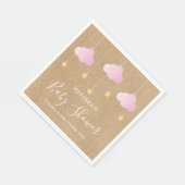 Rustieke kraft twinkle twinkle baby shower roze servet (Hoek)
