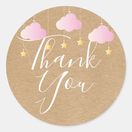 Rustieke kraft twinkle twinkle dank u baby shower ronde sticker (Voorkant)