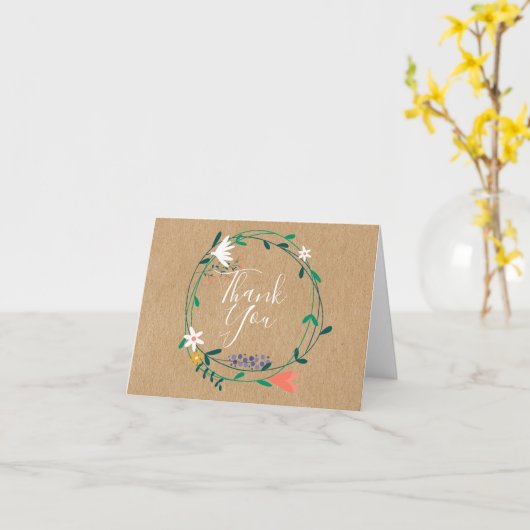 Rustieke Kraft Verse Lente Bloemen Garland Dank u Kaart (Gele Bloem)