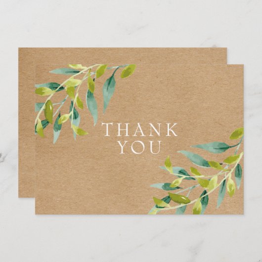 Rustieke Kraft verse weide bladeren dank u Bedankkaart (Voorkant / Achterkant)