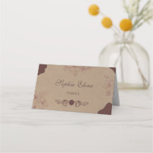 Rustieke Kraft Vintage Bruiloft Gevouwen Plaatskaa