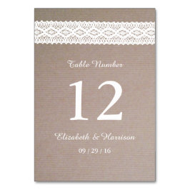 Rustieke Kraft & Vintage Witte Kant Bruiloft Kaart