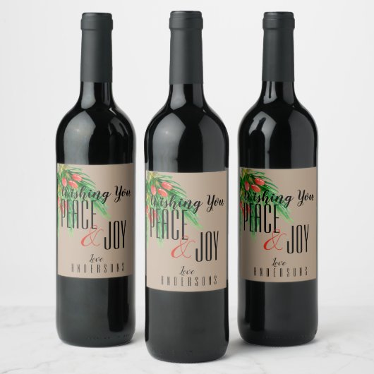 Rustieke Kraft Vrede en Vreugde Mistletoe Kerstmis Wijn Etiket (Flessen)