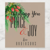 Rustieke Kraft Vrede en Vreugde Mistletoe Kerstmis Wijn Etiket (Enkel label)