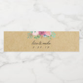 Rustieke Kraft Waterverf Bloem Bruiloft Waterfles Etiket (Enkel label)