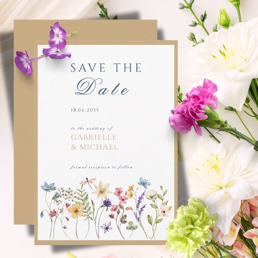Rustieke Kraft Waterverf Bloemige Bewaar De Datum Save The Date