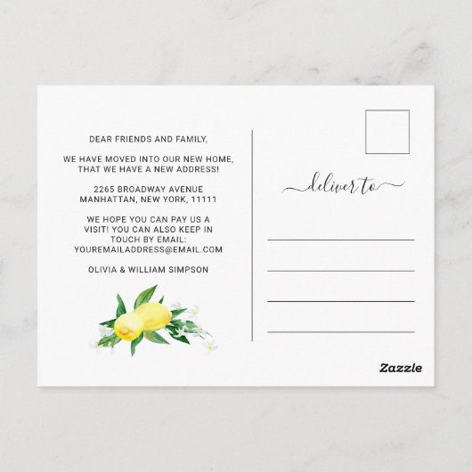 Rustieke Kraft Waterverf citroenen bewegende aanko Briefkaart (Achterkant)