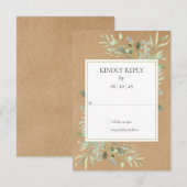 Rustieke Kraft Waterverf Groene Begroeiing RSVP Kaartje (Voorkant / Achterkant)