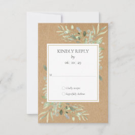 Rustieke Kraft Waterverf Groene RSVP Kaartje