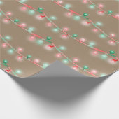 Rustieke Kraft Waterverf Kerst Slingerlichten Cadeaupapier (Hoek)