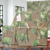 Rustieke Kraft Waterverf Woodland Tree Scenes Gift Inpakpapier Vel