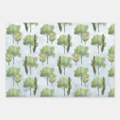 Rustieke Kraft Waterverf Woodland Tree & Sky Scene Inpakpapier Vel (Voorkant 3)