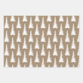 Rustieke Kraft White Woodland Kerstspar Bomen Inpakpapier Vel (Voorkant)