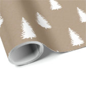 Rustieke Kraft White Woodland Spruce Kerstbomen Cadeaupapier (Rol Hoek)