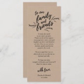 Rustieke Kraft wijnstokken, plaats instelling Dank Programmakaart (Voorkant / Achterkant)