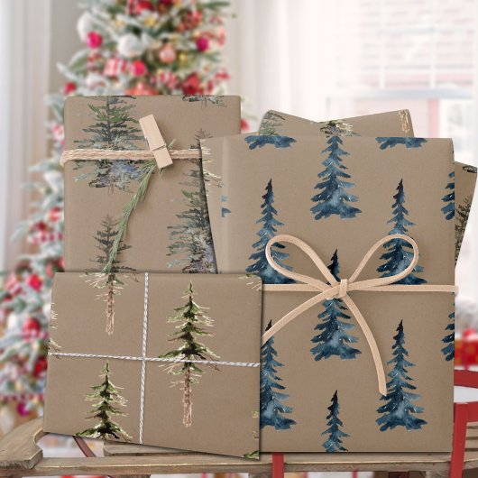 Rustieke Kraft Winter Bosspar Cedar Pine Inpakpapier Vel