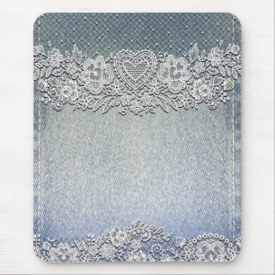 Rustieke Kraft & Witte Kant Lacy Farmhouse Chic Muismat