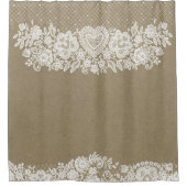 Rustieke Kraft & Witte Kanten Kantige Boerderij Douchegordijn (Voorkant)