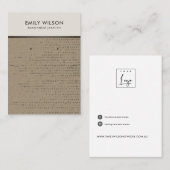 RUSTIEKE KRAFT WITTE STIPPEN KETTING OORBEL DISPLA VISITEKAARTJE (Voorkant / Achterkant)