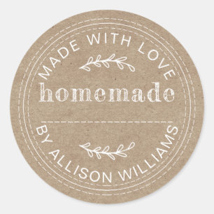 Rustieke Kraft Witte Thuisgebakken Koopwaar Ronde Sticker