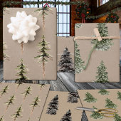 Rustieke Kraft Woodland Pine Spruce Bomen Inpakpapier Vel