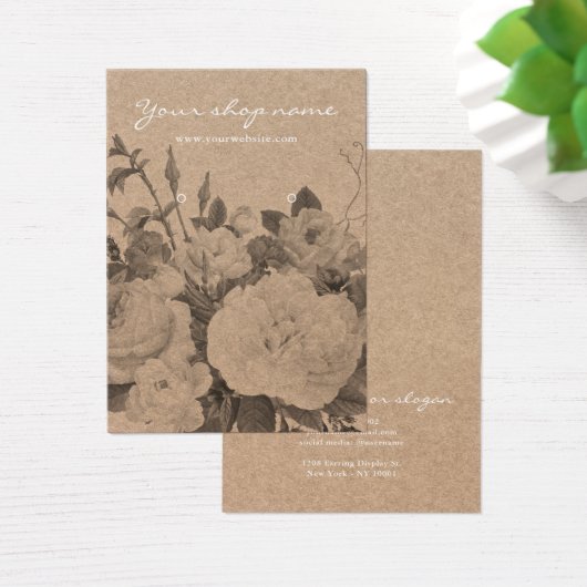  rustieke kraft zwart bloemenoorbel display visitekaartje (Bureau)