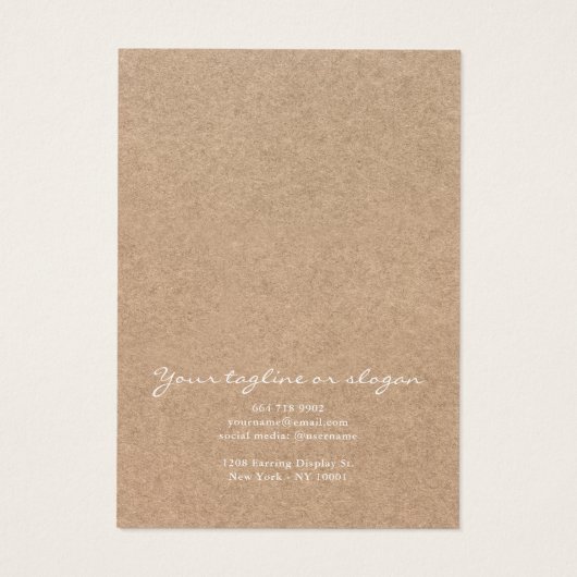  rustieke kraft zwart bloemenoorbel display visitekaartje (Achterkant)