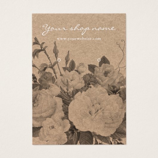  rustieke kraft zwart bloemenoorbel display visitekaartje (Voorkant)