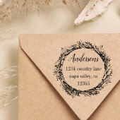 Rustieke krans | Achternaam Retouradres Rubberstempel
