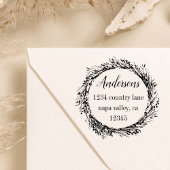 Rustieke krans | Achternaam Retouradres Rubberstempel