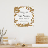 Rustieke krans blad Bruids Shower Welkom Bord Poster (Keuken)