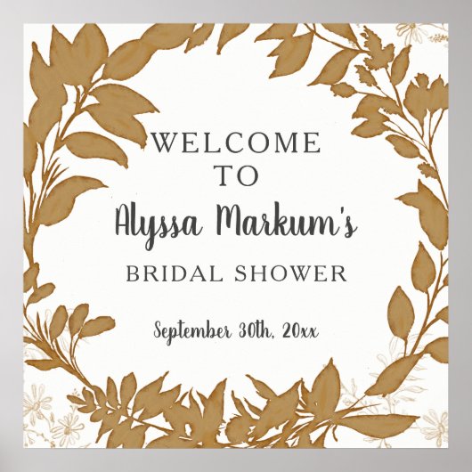 Rustieke krans blad Bruids Shower Welkom Bord Poster (Voorkant)