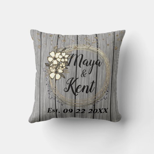 Rustieke krans bloem glitters trouw  kussen (Achterkant)