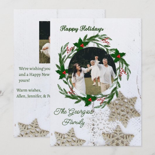 rustieke krans | Boerderij Holly Christmas Foto Feestdagenkaart (Voorkant / Achterkant)
