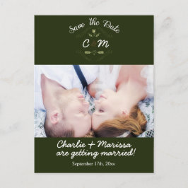 Rustieke krans bos SAVE THE DATE foto ansichtkaart Aankondigingskaart