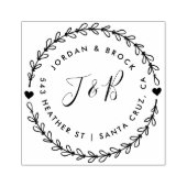 Rustieke krans bruiloft Initialen retour adres Rubberstempel (Afrduk)