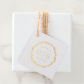 Rustieke krans bruiloft Monogram Echte Gouden foli Bedankjes Labels (Met doos)