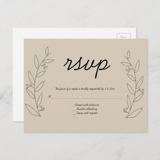 Rustieke krans bruiloft rsvp briefkaarten (Voorkant / Achterkant)