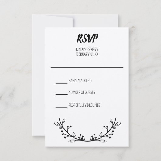 Rustieke krans bruiloft RSVP kaartje (Voorkant)